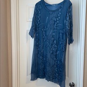 Blue dress with beautiful floral accents